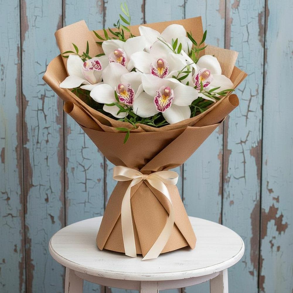 Букет цветов из: Орхидеи и Розы в поселок им. Кирова