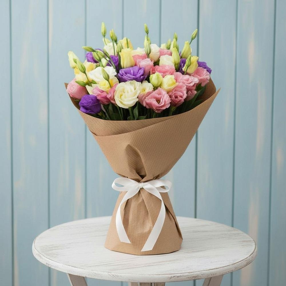 Букет цветов из: Лизиантусы в поселок им. Кирова