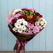 Букет цветов из:  Розы, Хризантемы и Альстромерии #REPLACE_PRED# поселок им. Кирова