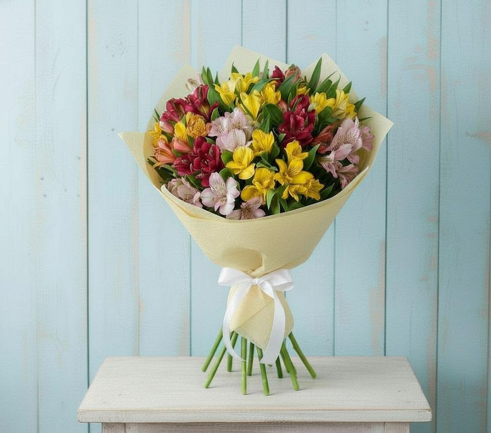 Букет цветов из: Альстромерии в поселок им. Кирова