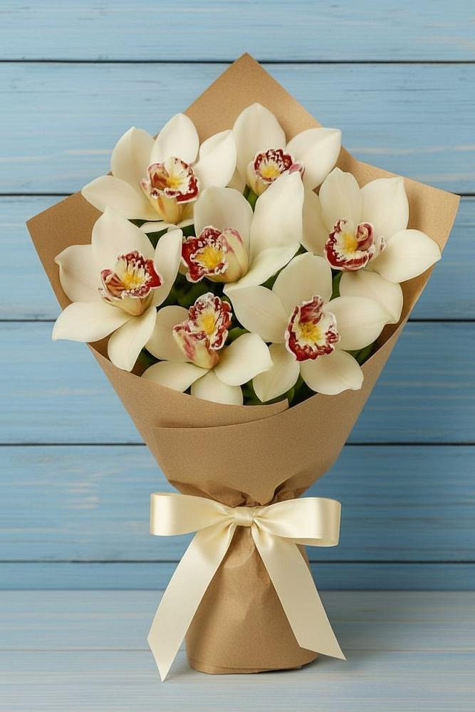 Букет цветов из: Орхидеи и Розы в поселок им. Кирова