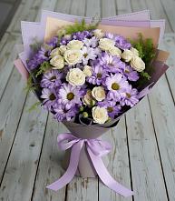 Букет цветов из:  Хризантемы и Розы в поселок им. Кирова