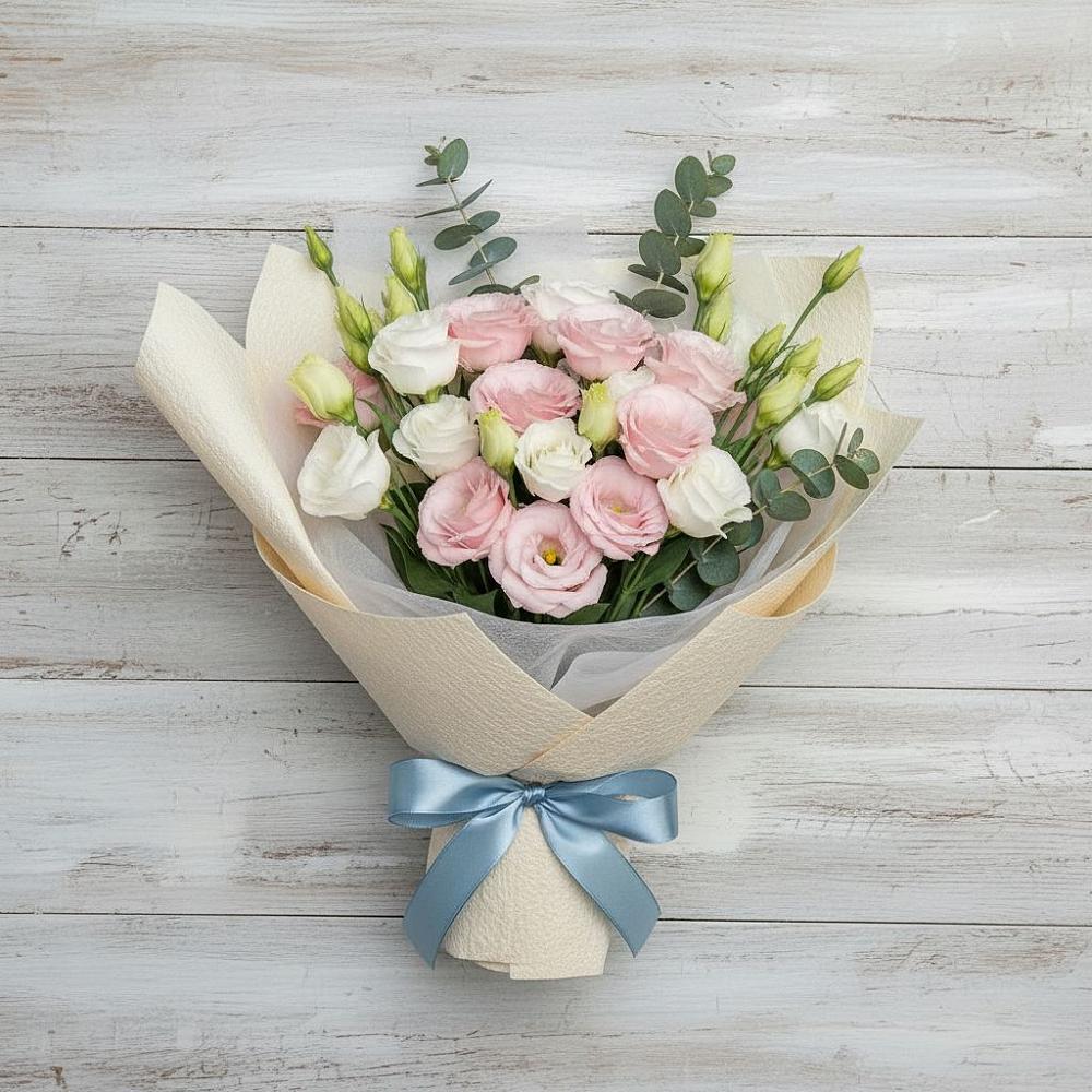 Букет цветов из: Лизиантусы в поселок им. Кирова